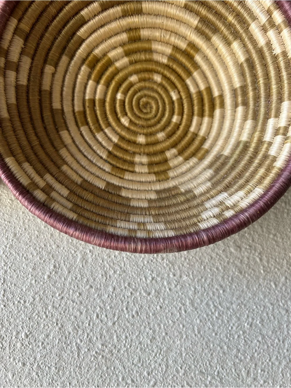 Handwoven African Wall Basket Coiled Sisal & Sweetgrass Bowl 7